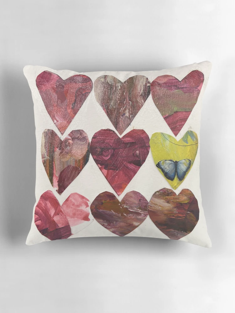 Thumbnail 3 of 4, Pillow, Hearts A Flutter designed and sold by Preziosa Arte Floreale.
