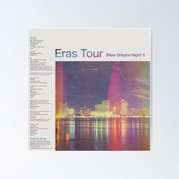 Aperçu de l'œuvre Setlist des Eras New Orleans Night 1 créée et vendue par SheWolfDaughter.