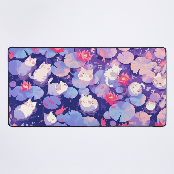 Item preview, Alfombrilla de ratón con forma de gato kawaii, bonita alfombrilla de ratón con forma de estanque de peces koi, alfombrilla de ratón morada, alfombrilla de ratón estética, alfombrilla de ratón de anime, alfombrilla de ratón japonesa, bonita decoración de e designed and sold by roundedbunny.