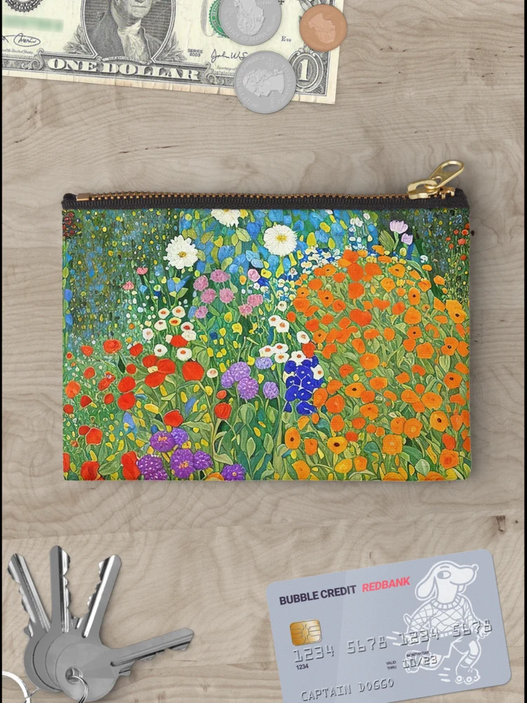 Thumbnail 3 von 4, Täschchen, Blumengarten von Gustav Klimt designt und verkauft von maniacfitness.