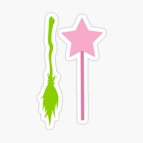 Item preview, Escoba de Elphaba verde y varita de Glinda rosa Wicked designed and sold by ModernintheMix.