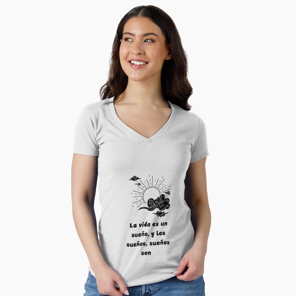 Vista previa del artículo con la obra «Camiseta entallada de cuello en V», diseñado y vendido por Bumblers.