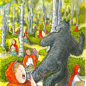 Artwork thumbnail, The Wolf and All the Little Red Riding Hoods by Bearnabas