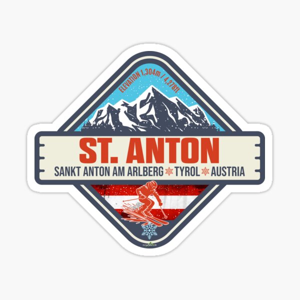 Item preview, Camiseta con pegatina de esquí de St Anton am Arlberg, St. Anton Austria Tirol 01 designed and sold by OuterShellUK.