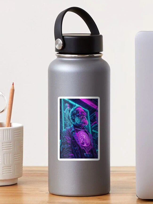 Thumbnail 1 von 3, Sticker, Charles Darwin Cyberpunk designt und verkauft von FuturiTravel.