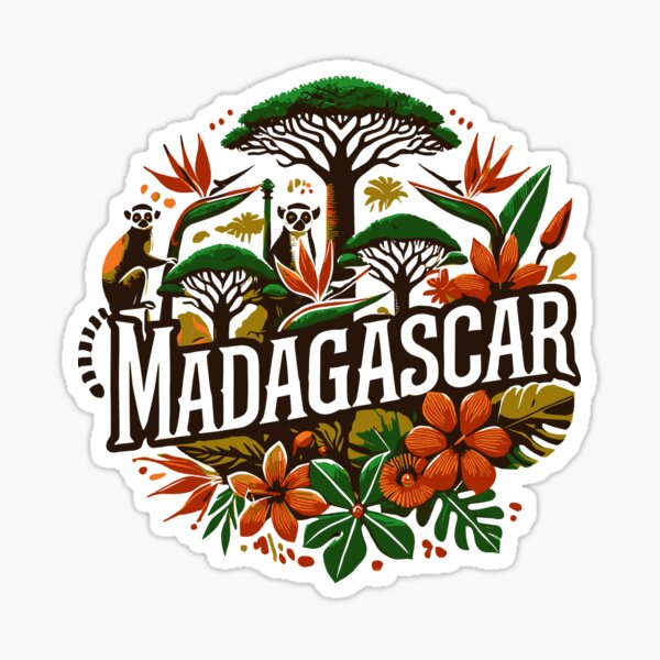 Aperçu de l'œuvre MADAGASCAR - Afrique - Baobabs Fleurs tropicales Lémuriens créée et vendue par Darling DeDe.