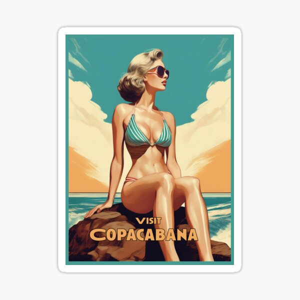 Artikelvorschau, Copacabana Reiseplakat im Retro-Stil entworfen und verkauft von Boxing Kangaroo Retail Company.