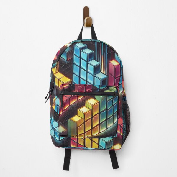 Aperçu de l'œuvre Motif inspiré de Tetris avec des blocs vibrants créée et vendue par KittyKatto.