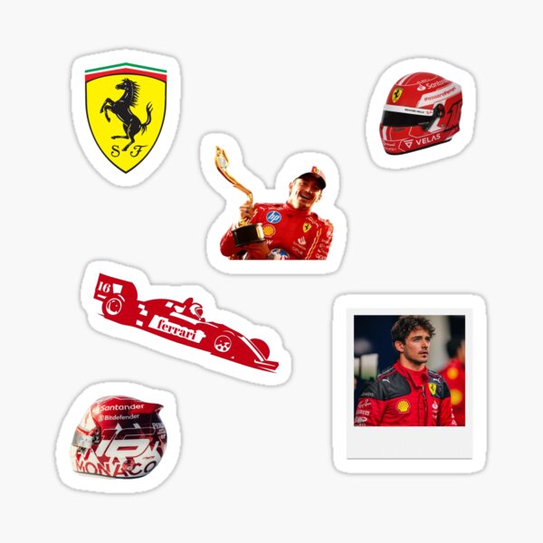 Item preview, Paquete de pegatinas de Fórmula Ferrari de Charles Leclerc: ¡6 pegatinas! designed and sold by MAISONDEPODIUM.
