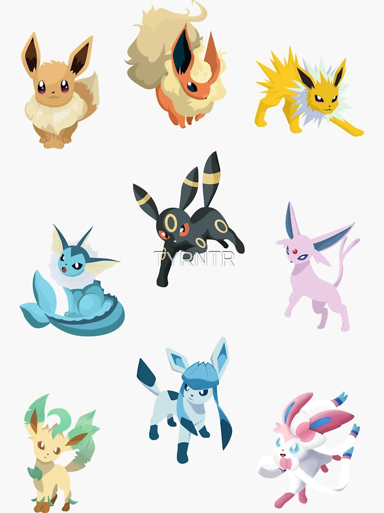 Imagen 4 de 4, Pegatina con la obra Generaciones completas de las Eeveelutions, diseñada y vendida por TYRNTR.