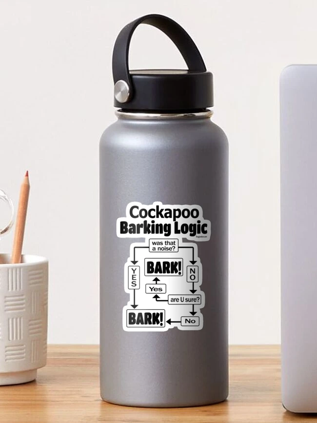 Aperçu 1 sur 3. Sticker avec l'œuvre Cockapoo Barking Logique créée et vendue par doggination.