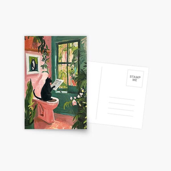 Aperçu de l'œuvre Chat lisant un journal – Affiche de salle de bain sympa créée et vendue par my-sanity.