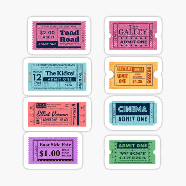 Artikelvorschau, Aufkleberpaket „Advent One Movie Ticket Stub“ entworfen und verkauft von ChuckleThreads.