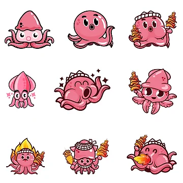 Artwork thumbnail, Amusing squids and octopuses by huape