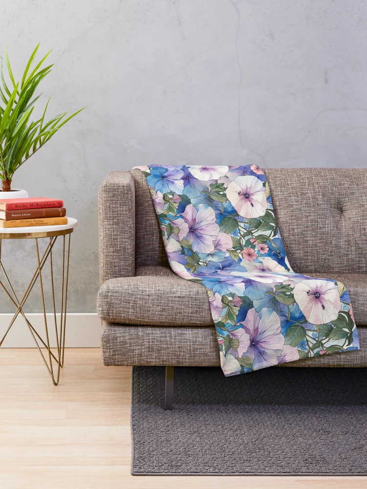 Thumbnail 2 of 6, Throw Blanket, Morning glory flower designed and sold by CoolPixels.