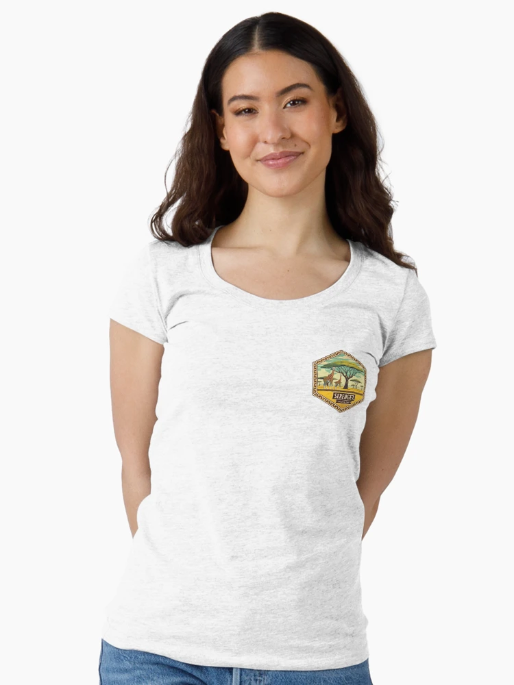 Thumbnail 2 of 4, Fitted Scoop T-Shirt, Giraffes Serengeti National Park designed and sold by Wanderlust Studio.