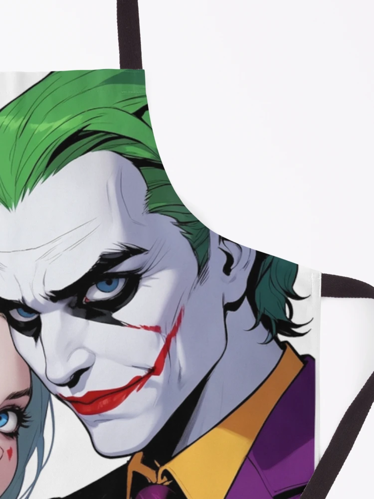 Aperçu 3 sur 6. Tablier avec l'œuvre Joker et Harley Quinn – L'amour à la folie créée et vendue par NEKKI Originals.