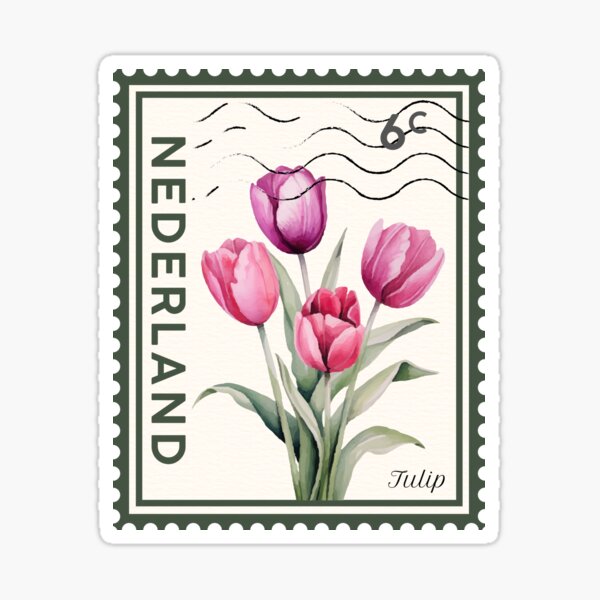 Aperçu de l'œuvre Timbre postal des Pays-Bas créée et vendue par Green Plantessa.