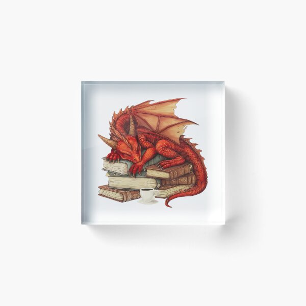 Aperçu de l'œuvre Dragon rouge et livres créée et vendue par TheAnimalZ00.