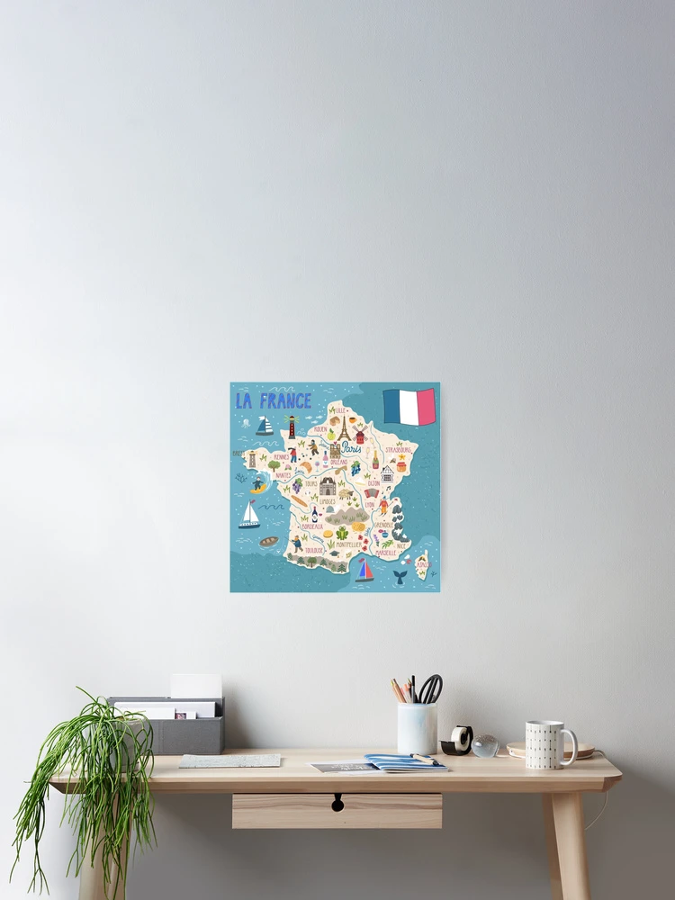 Aperçu 2 sur 3. Poster avec l'œuvre Carte de France créée et vendue par mattpanta.