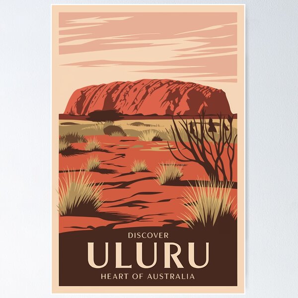 Item preview, Arte de viaje vintage de Uluru Australia designed and sold by KrisSidDesigns.