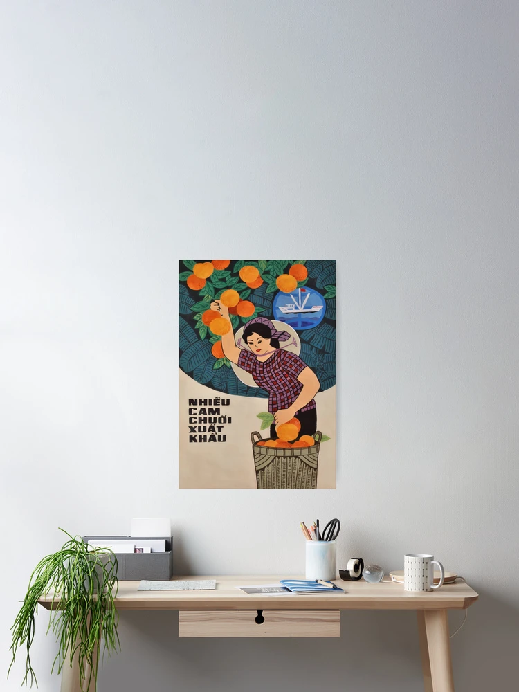 Thumbnail 2 of 3, Poster, Vietnamese Poster - Harvesting Oranges designed and sold by Onodera.
