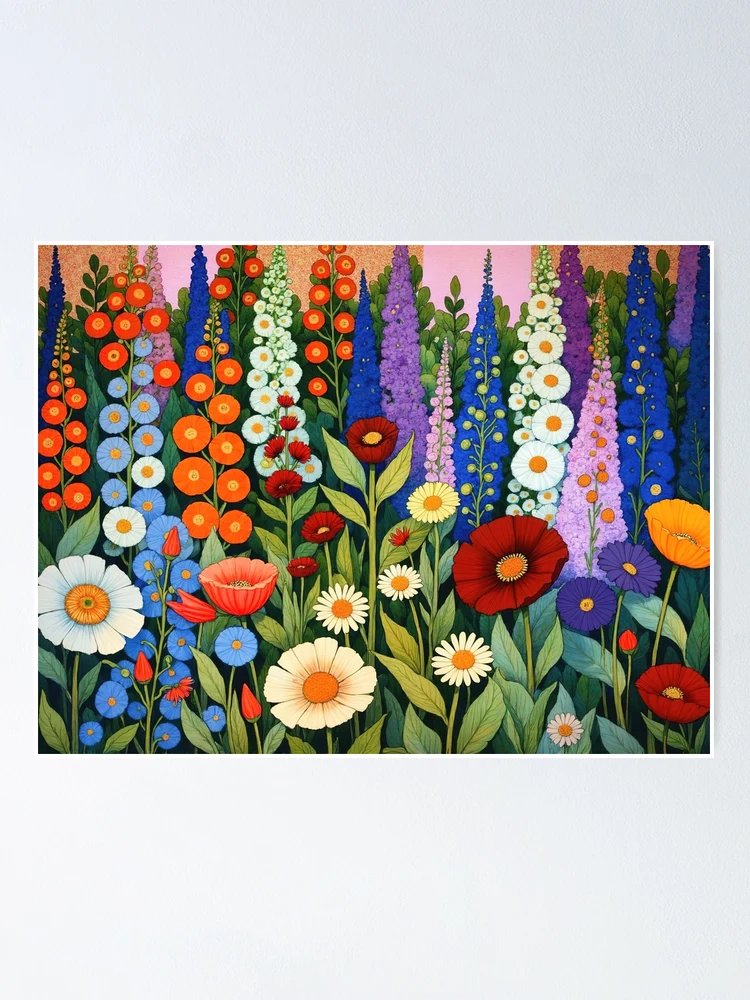 Imagen 1 de 3, Póster con la obra Jardín de flores de Gustav Klimt, diseñada y vendida por maniacfitness.