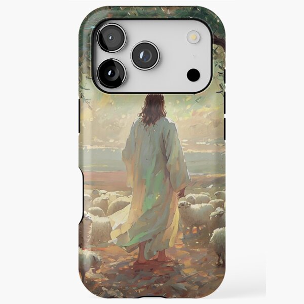 Item preview, Jesús en paz sentado bajo un olivo con ovejas pintura designed and sold by Artbymonika.