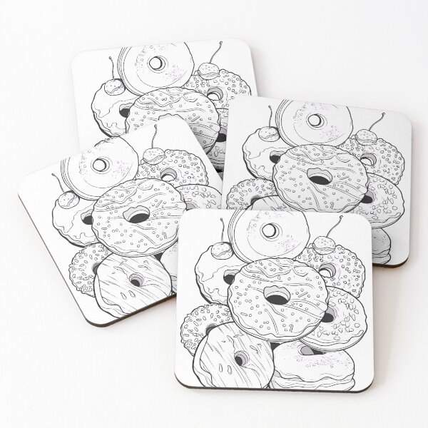 Item preview, Donuts Coloring Page Pattern  designed and sold by DavidColoring.