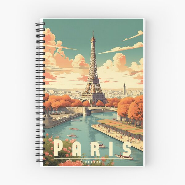 Aperçu de l'œuvre Affiche de voyage vintage Paris - Design romantique de la ville de l'amour créée et vendue par StrasserArt.