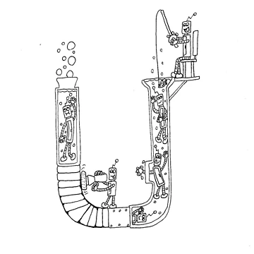Artwork thumbnail, Robot Letter U drawing by Marsman