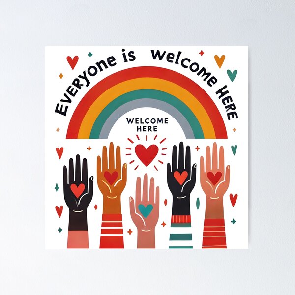 Aperçu de l'œuvre Unité inclusive - Tout le monde est le bienvenu ici créée et vendue par ZepGiftShop.