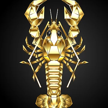 Artwork thumbnail, Golden polygonal lobster by Blackmoon9