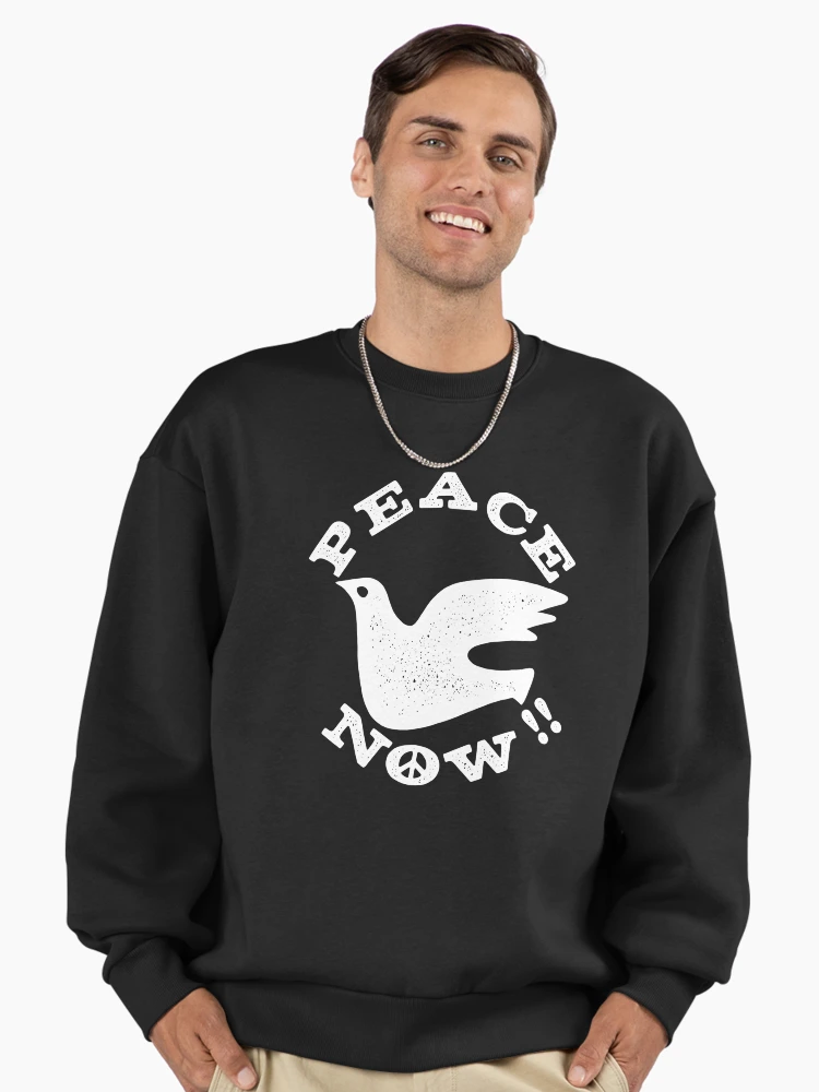 Aperçu 2 sur 6. Sweatshirt premium oversize avec l'œuvre Paix maintenant Colombe créée et vendue par Eat the Rich.