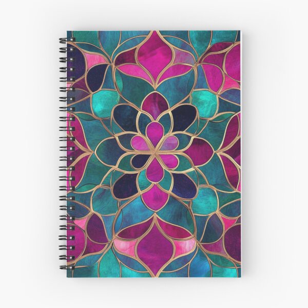Aperçu de l'œuvre Motif mandala inspiré de la mosaïque en vitrail Jade Magenta créée et vendue par GrinGalore.