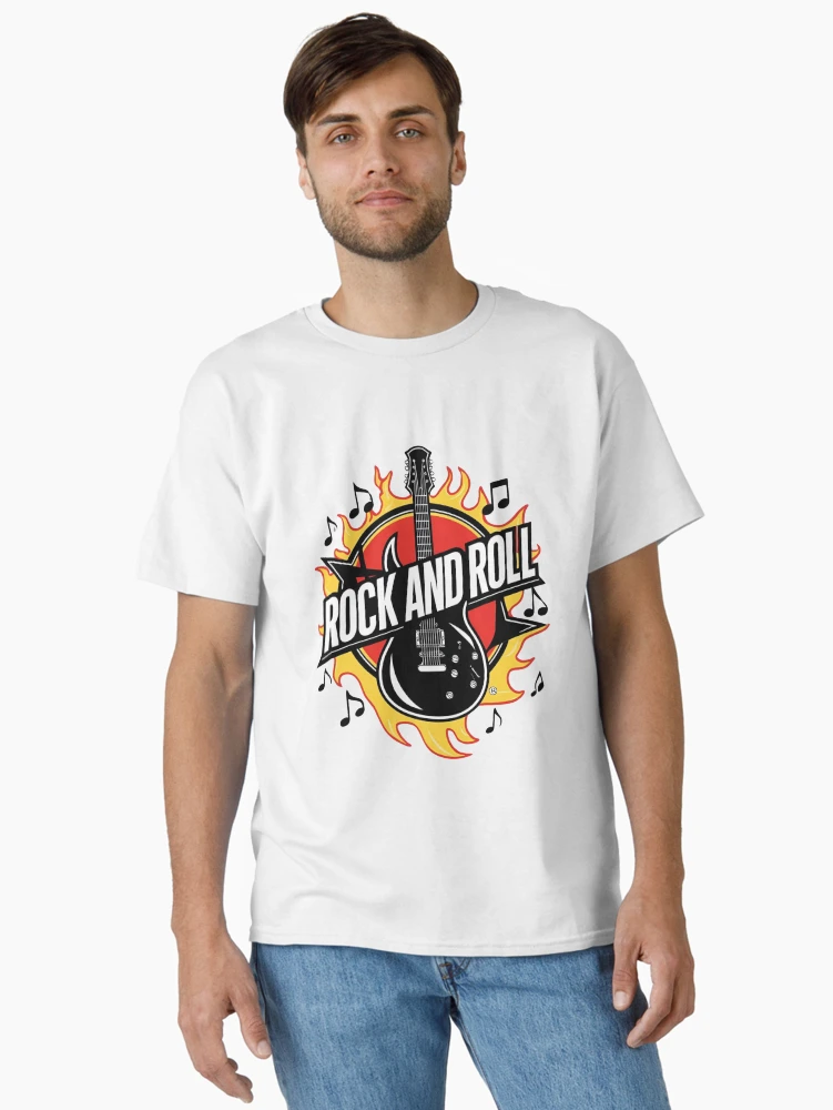 Aperçu 2 sur 7. T-shirt classique avec l'œuvre Rock and roll créée et vendue par whatthefoxsays.
