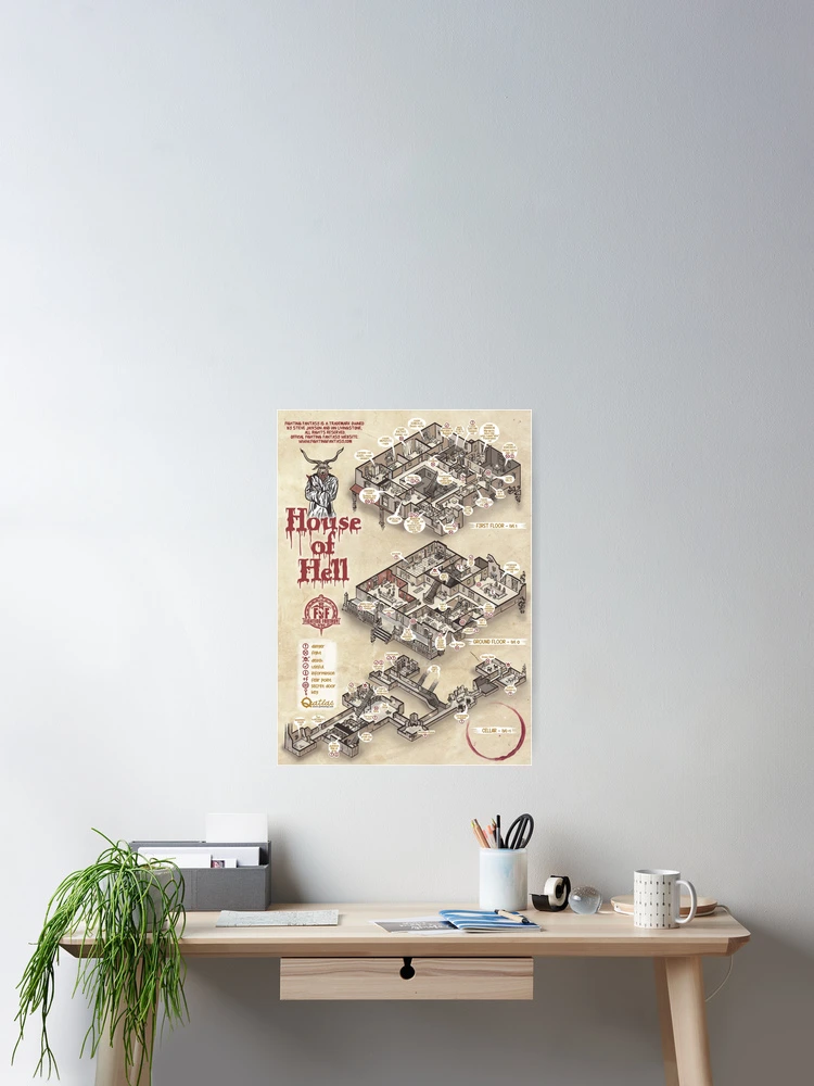 Thumbnail 2 of 3, Poster, Fighting Fantasy - House of Hell - Gamebook Map designed and sold by QatlasMap Shop.
