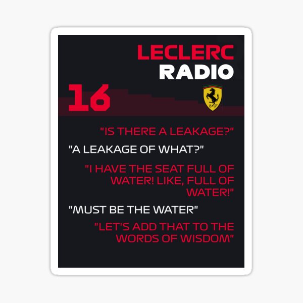 Artikelvorschau, Ich habe den Sitz voller Wasser Charles Leclerc entworfen und verkauft von F1 TROLL.