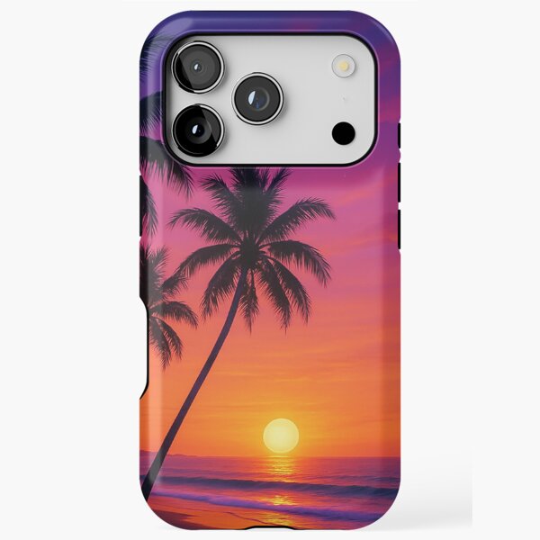 Item preview, Tropical Sunset Beach with Silhouetted Palm Trees designed and sold by Tarn.