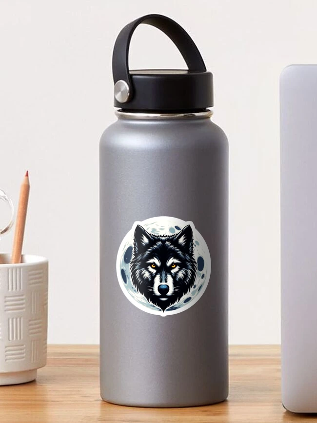 Thumbnail 1 of 3, Sticker, Wolf and Moon designed and sold by Red-forever.