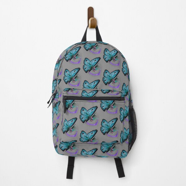 Item preview, Abstract Blue Butterfly Art with Floral Accents designed and sold by tinkeybabes.