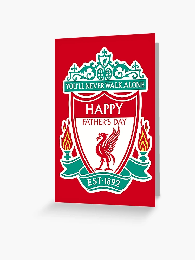 Aperçu 1 sur 2. Carte de vœux avec l'œuvre Carte de fête des pères de Liverpool Football - Pour lui - Pour papa - Tu ne marcheras jamais seul - Liverpool - LFC créée et vendue par The Home Of Pink Peach.