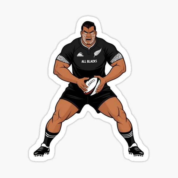 Aperçu de l'œuvre Guerrier maori des All Blacks – Art puissant du rugby néo-zélandais créée et vendue par RAA-Logo-Image.