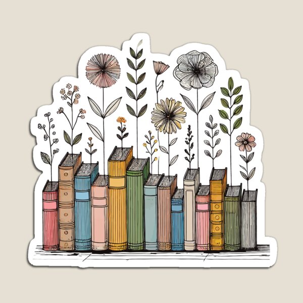 Item preview, Diseño floral de libros para amantes de los libros en estilo cottagecore designed and sold by LuminOrb.