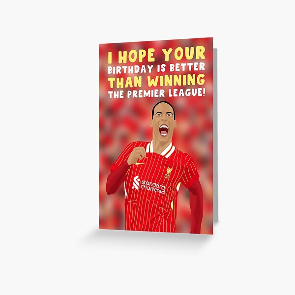 Aperçu de l'œuvre Carte d'anniversaire Liverpool - Liverpool Football Club - Champions de Premier League créée et vendue par The Home Of Pink Peach.