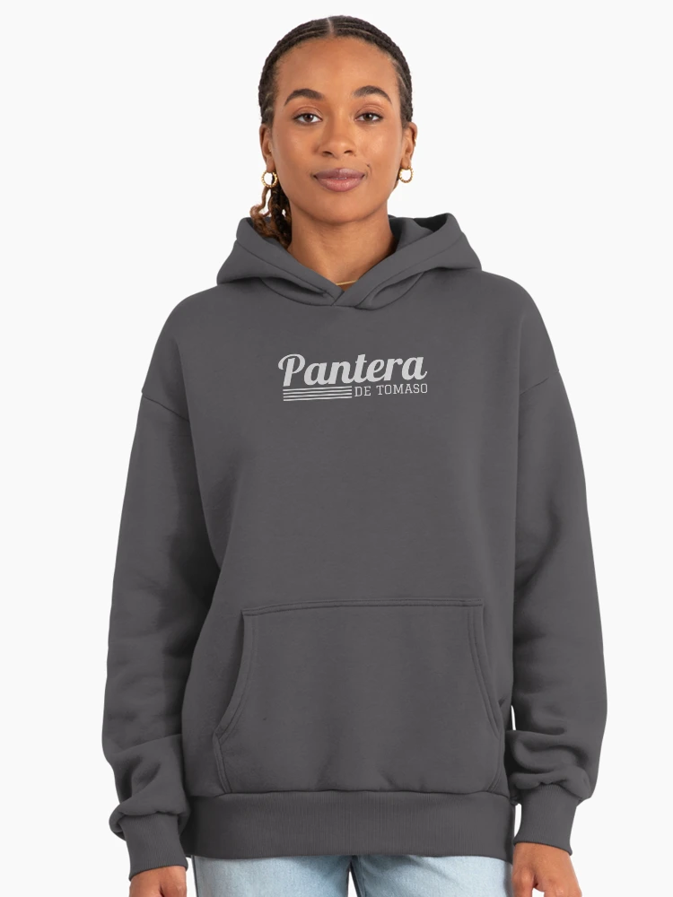 Aperçu 3 sur 6. Sweat à capuche oversize premium avec l'œuvre De Tomaso Pantera Design rétro créée et vendue par Elliott's Irish Exit.