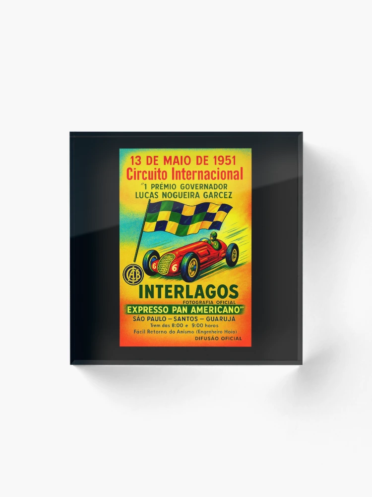 Imagen 1 de 5, Bloque acrílico con la obra Explosión del pasado Interlagos Brasil 1951 Remix #1, diseñada y vendida por Helios Be. Lavsh.