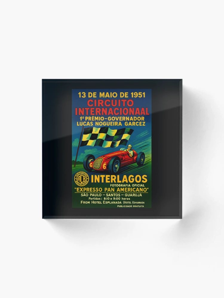 Imagen 1 de 5, Bloque acrílico con la obra Explosión del pasado Interlagos Brasil 1951 Remix # 2, diseñada y vendida por Helios Be. Lavsh.