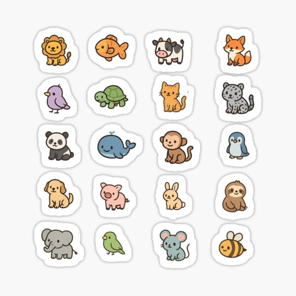 Artikelvorschau, süßes Mini-Tier-Stickerbogen-Set entworfen und verkauft von Made By Meg .