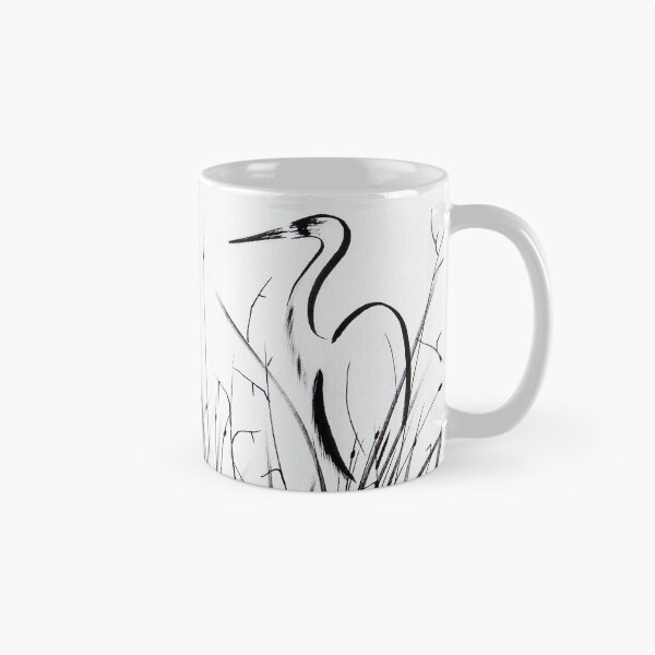 Aperçu de l'œuvre Aigrette dans les roseaux | Art minimaliste | Grues | Art zen créée et vendue par AngelaMarieArt.
